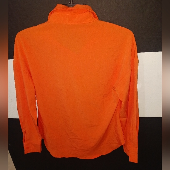 Women Orange collared buttoned long sleeve shirt - Picture 7 of 9